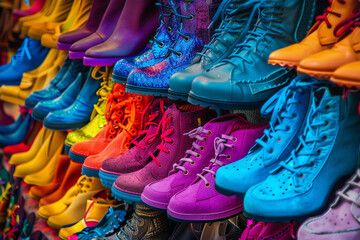 Trendy Footwear Collection A vibrant array of trendy footwear options including sneakers heels and boots showcasing the latest styles