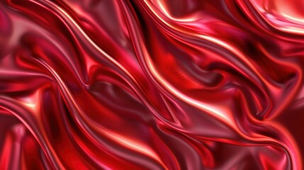 Obraz premium Glamorous red abstract background inspired by the texture of satin waves, ideal for elegant wallpaper