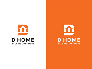 letter D with home combination logo design vector illustration 