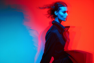 fashion model in fashion show walking portrait high fashion isolated