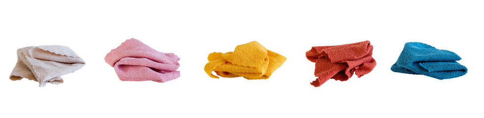 A set of cleaning cloths on a transparent PNG background