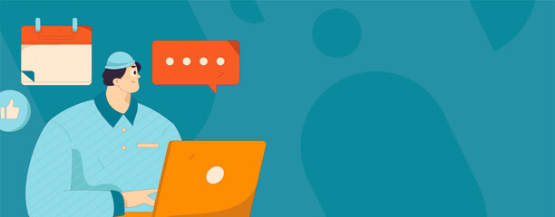 Virtual characters social communication concept business flat vector hand drawn illustration
