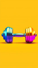 Colorful Gradient Dumbbell on Vibrant Orange Background