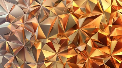 A sophisticated digital composition featuring polygons with gradients from copper to gold, creating a luxurious and opulent design,