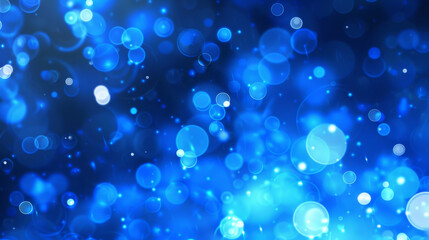 Abstract Blue Bokeh Background with Glowing Light Particles