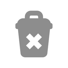 Fototapeta premium Delete garbage bin vector icon. Rubbish, dustbin with cross symbol.