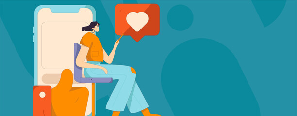 Virtual characters social communication concept business flat vector hand drawn illustration
