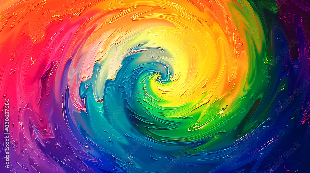 Poster a colorful swirl of light and color that appears to be a galaxy. colors are vibrant and swirl is dyn