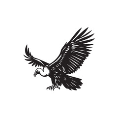 Grand Soar: Black Vector Silhouette of a Condor, Master of the Skies in Majestic Flight.- Condor Vector - Condor Illustration.
