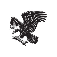 Grand Soar: Black Vector Silhouette of a Condor, Master of the Skies in Majestic Flight.- Condor Vector - Condor Illustration.