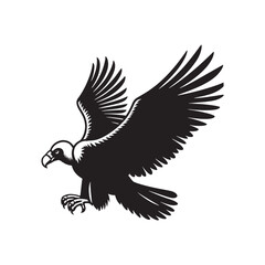 Grand Soar: Black Vector Silhouette of a Condor, Master of the Skies in Majestic Flight.- Condor Vector - Condor Illustration.
