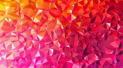 A vibrant digital artwork showcasing polygons with gradients from bright pink to fiery red, creating a passionate and energetic visual effect,