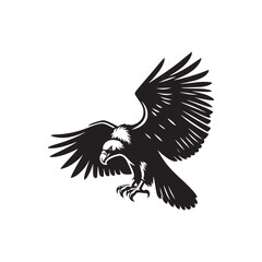 Grand Soar: Black Vector Silhouette of a Condor, Master of the Skies in Majestic Flight.- Condor Vector - Condor Illustration.