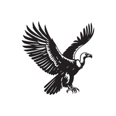 Grand Soar: Black Vector Silhouette of a Condor, Master of the Skies in Majestic Flight.- Condor Vector - Condor Illustration.