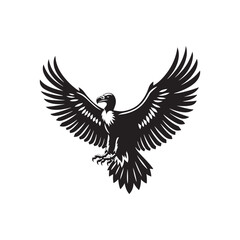 Grand Soar: Black Vector Silhouette of a Condor, Master of the Skies in Majestic Flight.- Condor Vector - Condor Illustration.