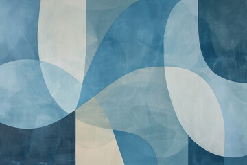 Contemporary Abstract Art Blue Geometric Shapes