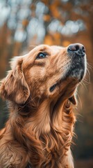 Obraz premium Autumn Forest Canine Close-Up with Captivating Warmth