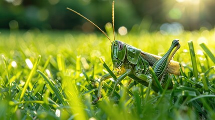 Cricket blended into the lawn Bug in its native environment