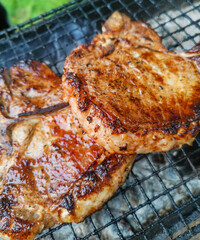 Grilled pork steaks