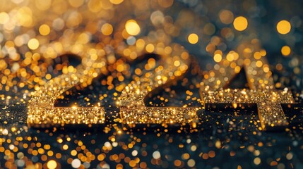 2024 - numbers with gold glitter texture. Symbol of the new year.AI GENERATION