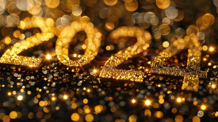 2024 - numbers with gold glitter texture. Symbol of the new year.AI GENERATION