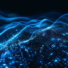 Digital abstract background for technological operations, neural networks, AI, data transmission and encryption, digital archives, audio and visual representations, scientific research. Copy space