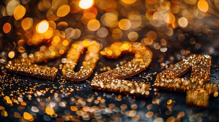 2024 - numbers with gold glitter texture. Symbol of the new year.AI GENERATION
