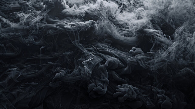 Dark obsidian smoke flows in enigmatic waves, suited for moody visuals,