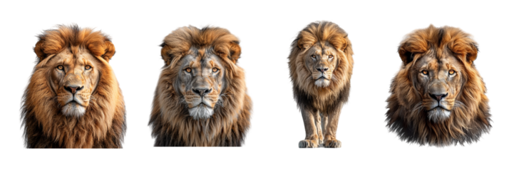 Collection of lion isolated on transparent background. Generated Ai