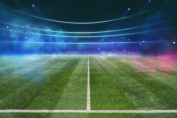green textured soccer game field  - center, midfield