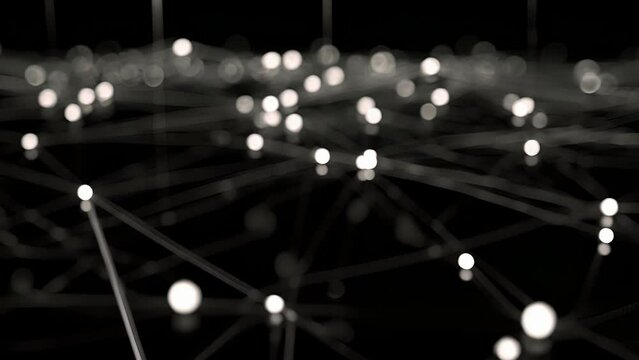 A harmony of nodes in the blockchain each contributing to the consensus algorithm through lines and light.