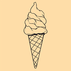 icecream line art vector stylish delicious  in cream and black