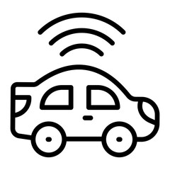 Autonomous Car Vector Line Icon Design