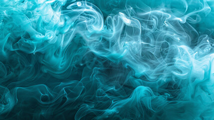Fototapeta premium Fluidity and motion captured in the rippling waves of radiant turquoise smoke,