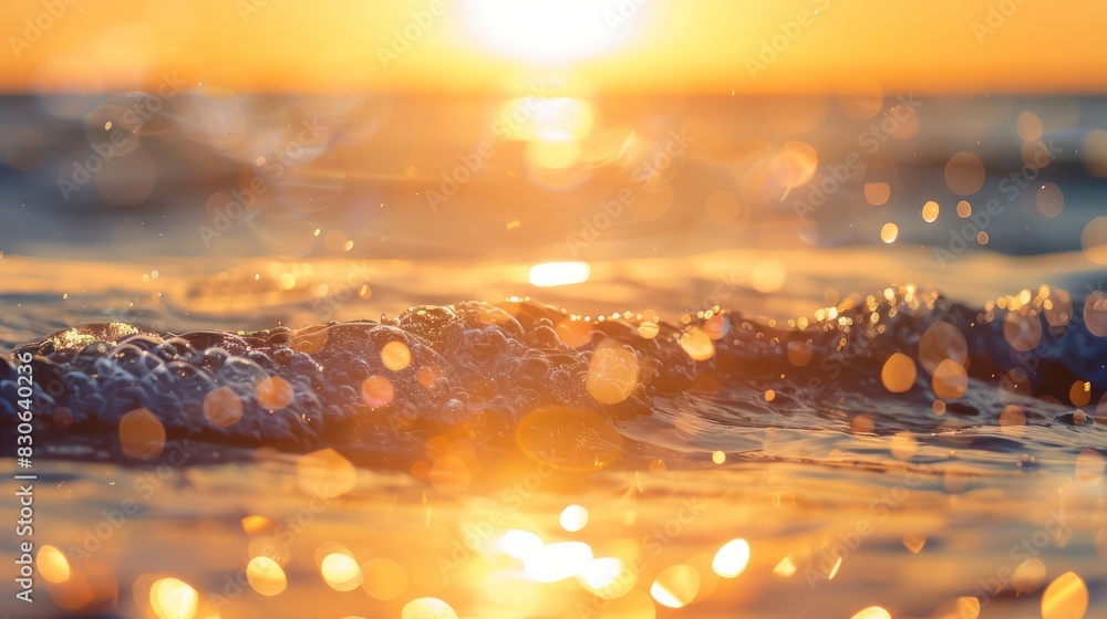 Poster capture the enchanting beauty of a summer sunset with a photo featuring a bokeh abstract blurred bac