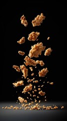 Freeze motion of fried chicken wings or fresh fried chicken strips, closeup