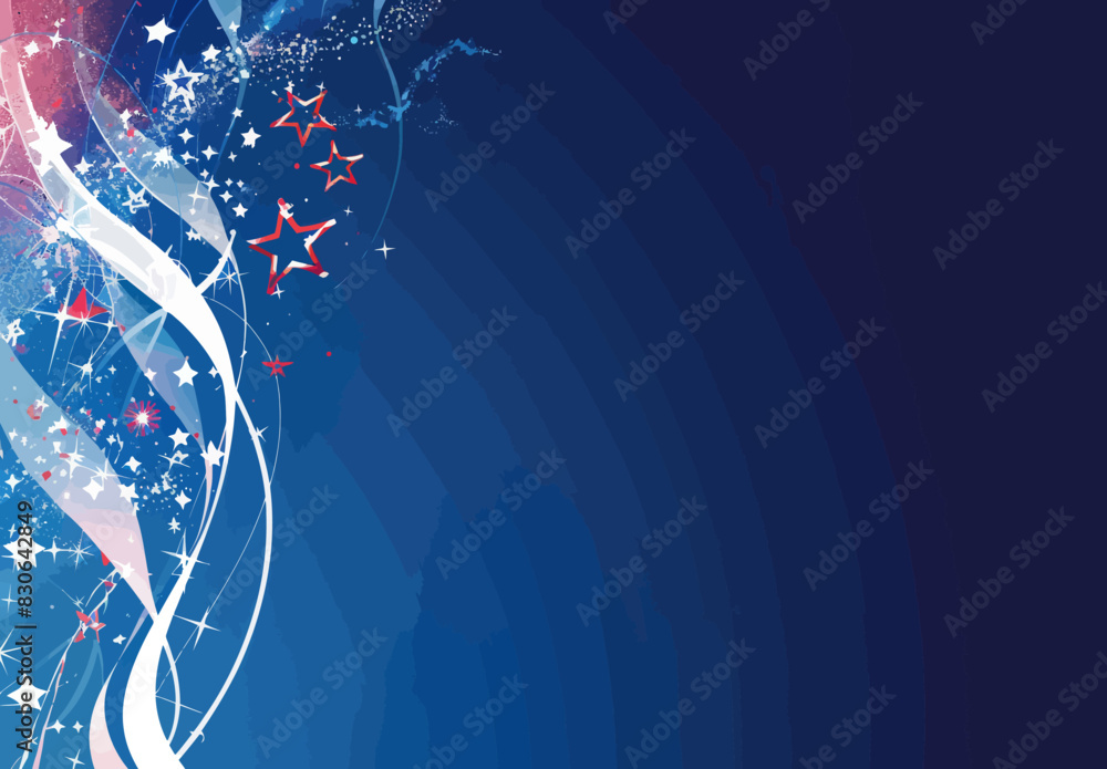 Wall mural a blue background with stars and swirls