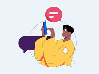 Virtual characters social communication concept business flat vector hand drawn illustration
