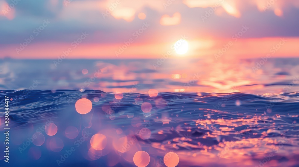 Poster highlight the serene charm of twilight with an image showcasing a bokeh abstract blurred background,