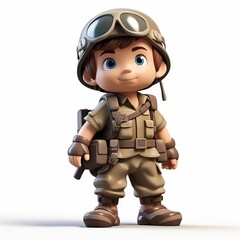 Cartoon soldier in tactical gear isolated on white background