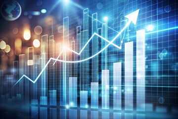 hand drawing light arrow graph icon finance success business background diagram of growth financial chart development or growing economic and goal achievement symbol on market