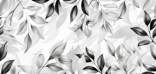 Minimalist abstract botanical patterns in monochrome for a sleek and natural wallpaper design ideal for offices.