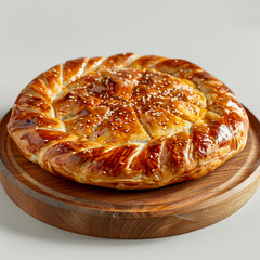 Classic Turkish Meat Pie on a Wooden Board: A Culinary Masterpiece