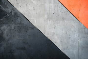 Abstract Diagonal Geometric Pattern with Black, Grey, and Orange Concrete Texture