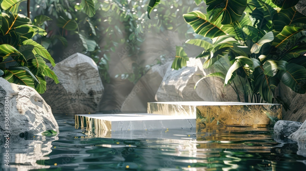 Aufkleber create a sense of luxury and refinement with a stock photo showcasing a 3d render abstract scene fea