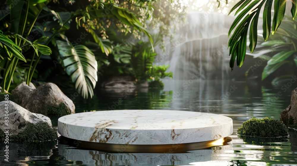 Poster create a visually captivating stock photo featuring a 3d render abstract scene highlighting a white 