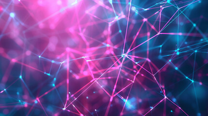 Obraz premium Electric blue plexus enhances neon magenta wireframe, creating a striking digital fabric,