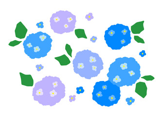 A vibrant blue hydrangea illustration_鮮やかなブルー系の紫陽花イラスト