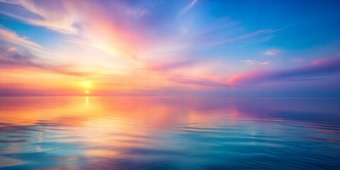 Obraz premium Ocean Sunset Blur: A soft, pastel-colored blurred background that mimics the hues of an ocean sunset, perfect for tranquil and relaxing themes. 