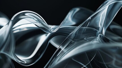 Detailed shot of translucent glass form, focus on, sleek abstraction, surreal, Composite, dark digital environment backdrop